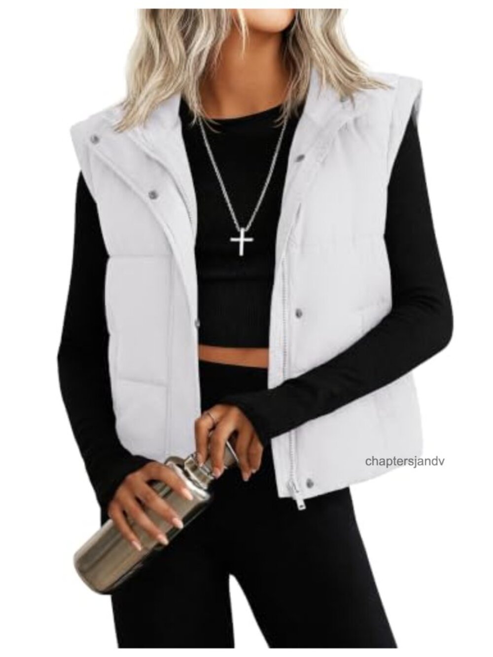 Womens Lightweight Puffer Vest Sleeveless Zip Up Cropped Coat